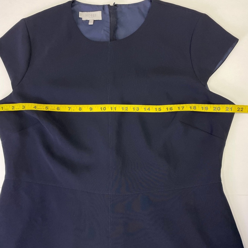 Hobbs London Navy Blue Fit and Flare A-Line Cap Sleeve Dress Size US 14 Office - Picture 13 of 15